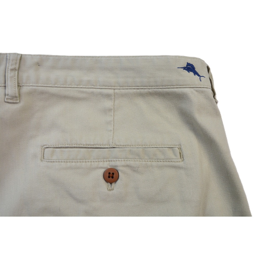 Tommy Bahama Boracay Chino Shorts Mens 38 Khaki Beige Stretch Cotton Marlin Logo - Picture 3 of 8